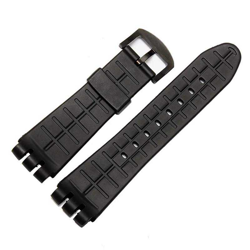 Silicone Rubber 23MM Black Strap Special for Swatch Watch YOS440 449 401G 447 448 IRONY Sports Waterproof Wristband Bracelet