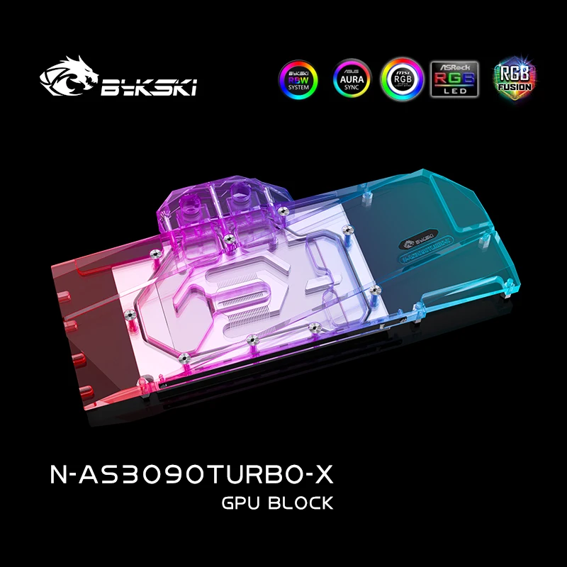 Bykski GPU bloc de refroidissement par eau pour ASUS GeForce RTX3090 TURBO, système de refroidissement liquide de carte graphique refroidissement par eau N-AS3090TURBO-X