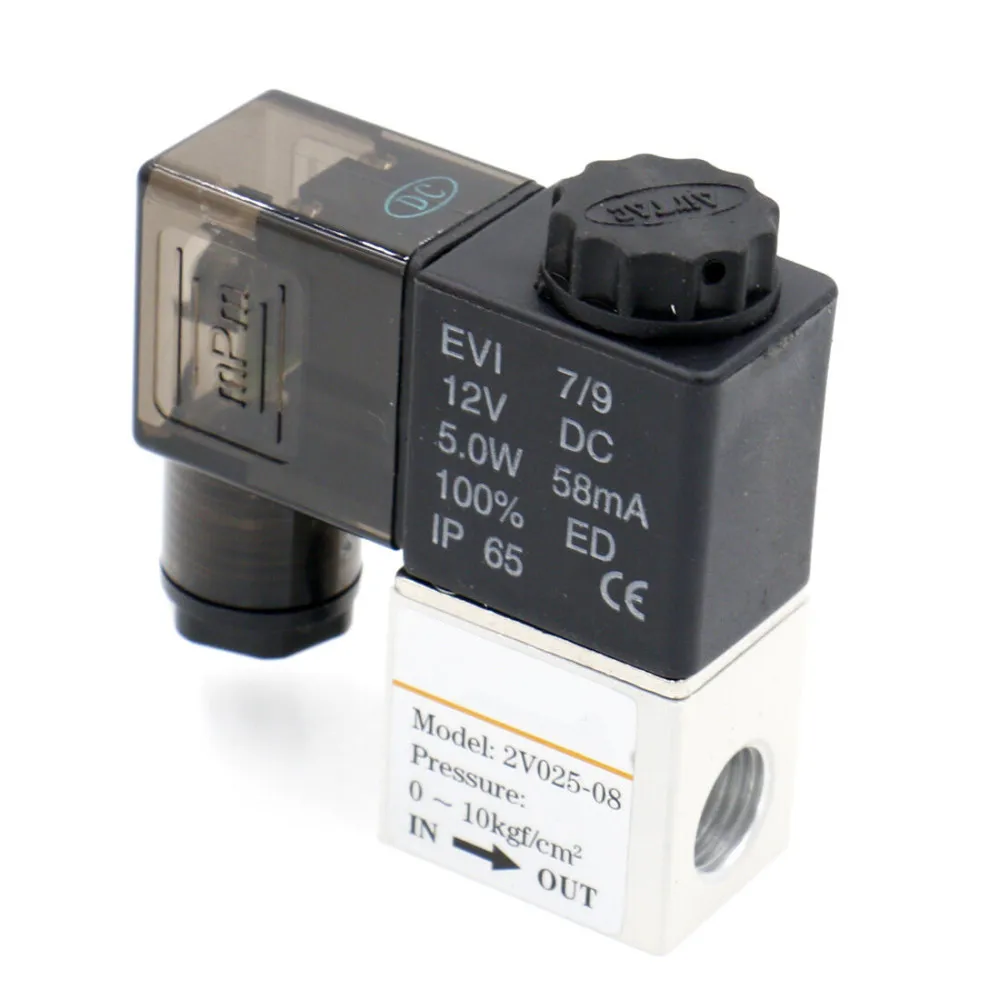 Válvula Solenoide eléctrica neumática de 12V, 24V, 220V, 2 posiciones, 2 puertos, válvula magnética de aire normalmente cerrada, conexión de lengüeta de manguera de 6mm y 8mm