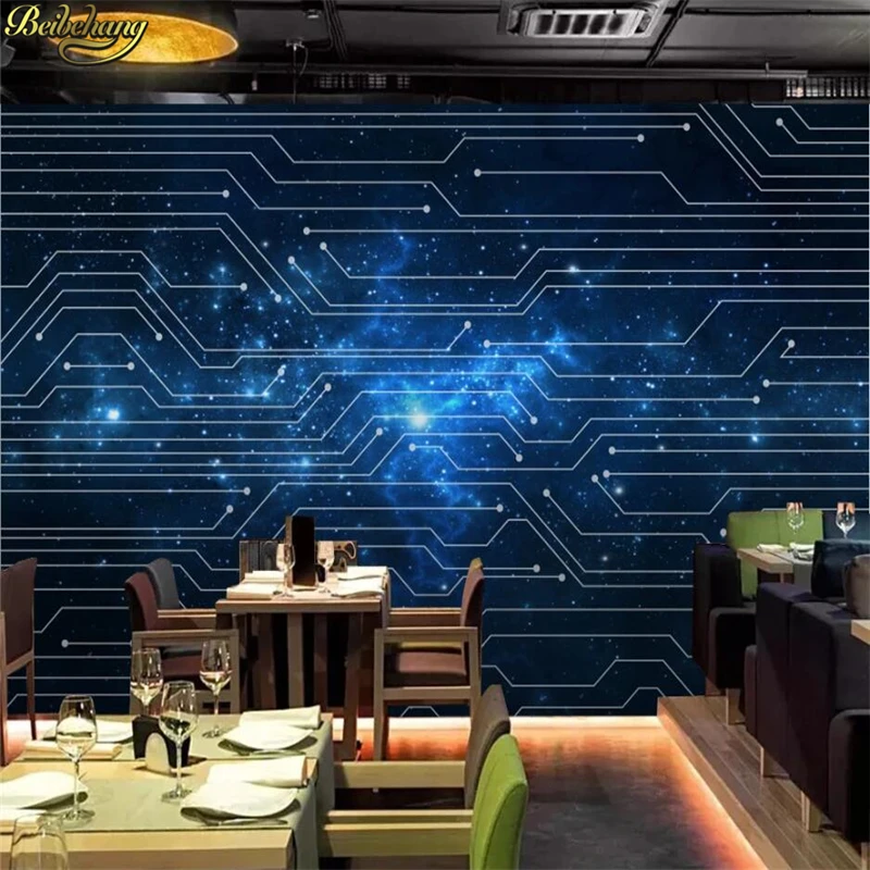 beibehang Custom 3d wallpaper mural 3D vertical abstract lines blue starry circuit board technology background wall paper