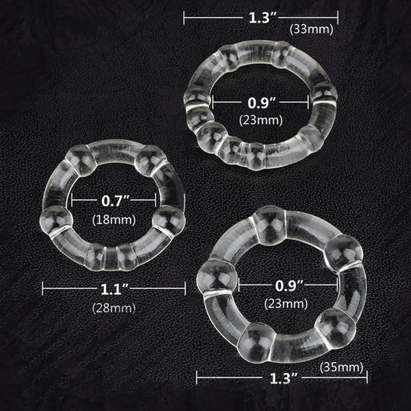 3Pcs Silicone Beaded Penis Rings Delaying Ejaculation Cock Rings Lock Ejaculation Constriction Donuts Sex Rings For Man Adults