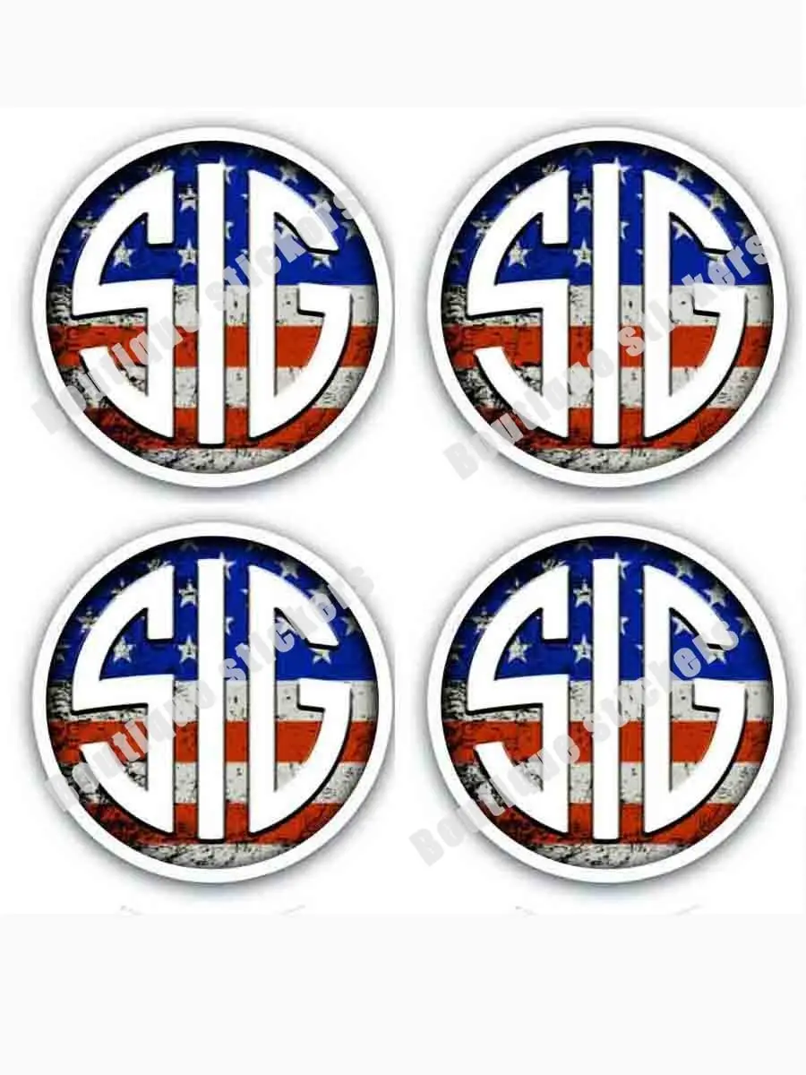 4 Piece Set SIG Sauer American Flag Gun Rights Toolbox Bumper Sticker Vinyl Decal Waterproof Sunscreen Car Decoration Die Cut