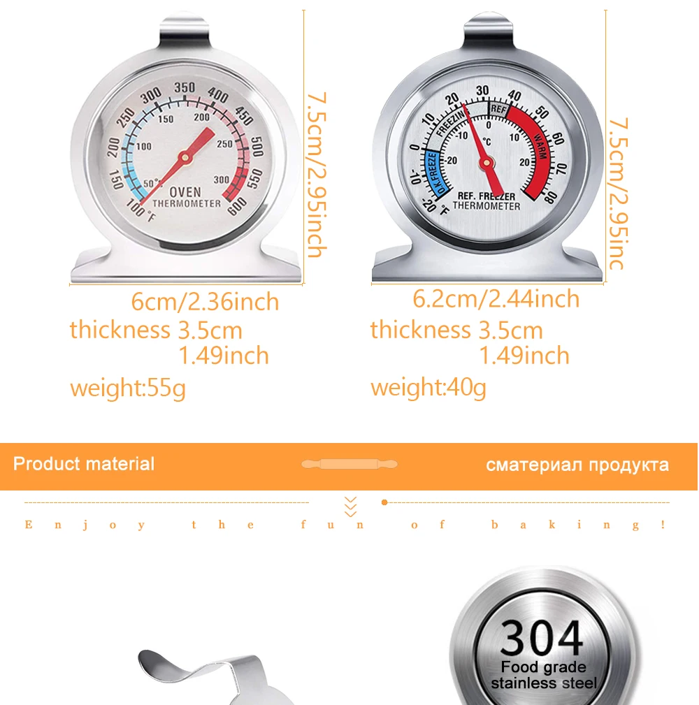 1PCS Gefrierschrank Ofen Thermometer Bbq Grill Temperatur Gauge Beste Genaue Edelstahl Sicher Herd Thermo Meter Backen Werkzeuge – Detail 11
