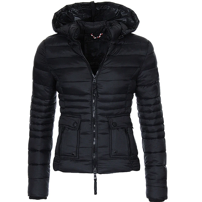 Women Winter Parka Warm Overcot Puffer Jackets and Coats Fashion Slim Fit Solid Casual Zipper Hooded Parkas Jacket Outerwear