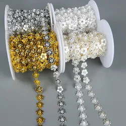 1Yards 12mm Width ABS Flatback Imitation Pearl with 4mm Rhinestone Flower Trim for Wedding Dress Costume Applique Jewelry Making