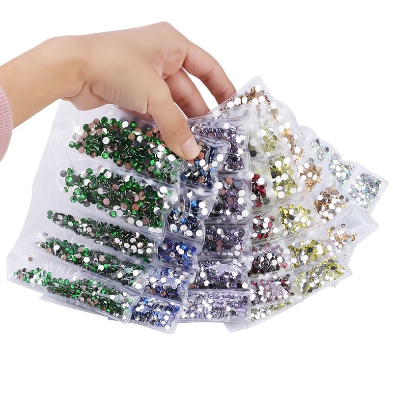 QIAO 3/4/5mm Mixed Size 2700pcs Resin Decoration Rhinestones Non Hotfix flatback Rhinestone nail Art For Clothes Decoration DIY