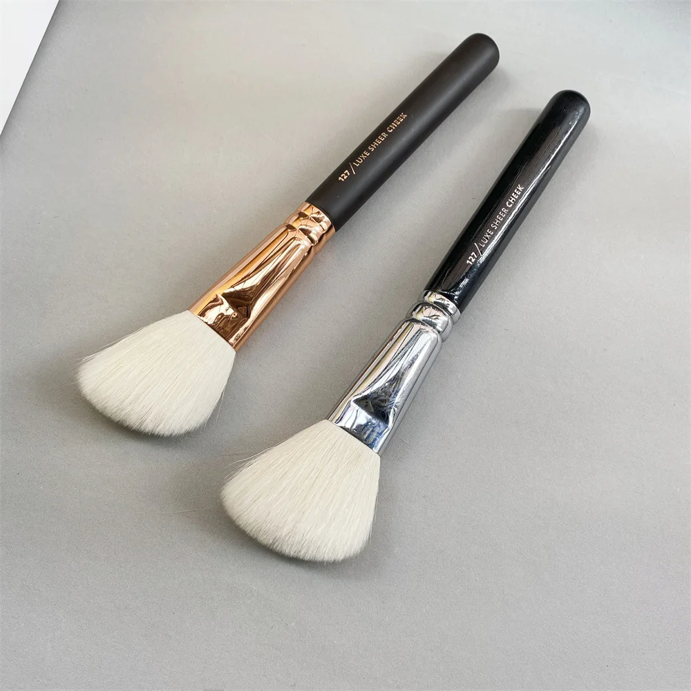 

127 Luxe Sheer Cheek Makeup Brush - Black / Golden Blush Bronzer Contour Powder Beauty Cosmetics Tools