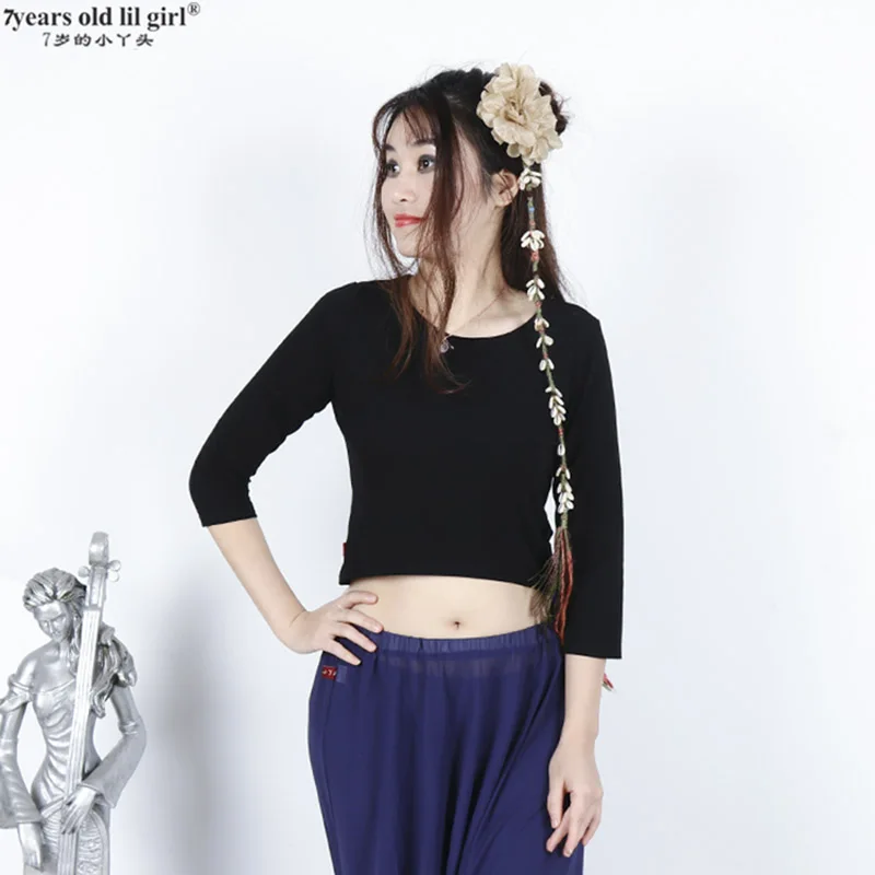 밸리 댄스 탑 긴 소매 모달 코튼 전문 밸리 댄스 셔츠 여성 연습복 GXX01