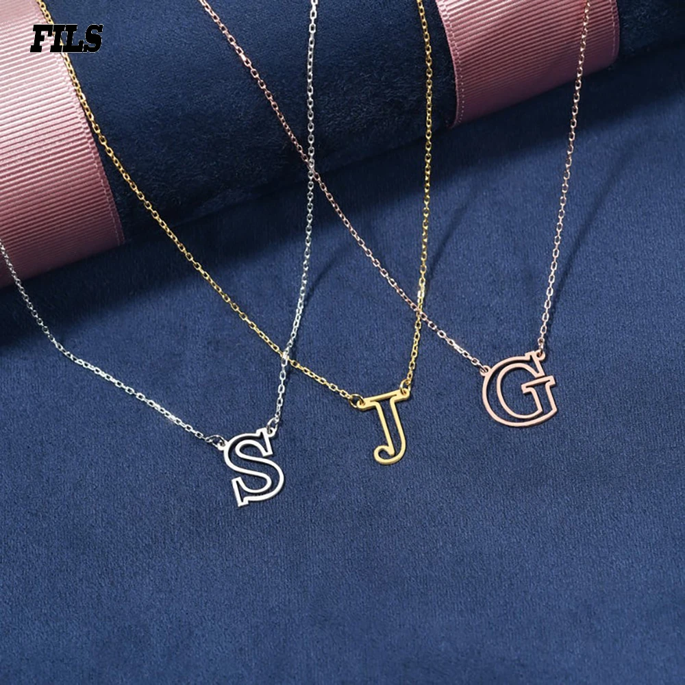 

Fils Custom Necklace-Hollow Initial Letter Pendant Custom Necklace Personalized-Letter Necklace-Stainless Steel Women Necklace