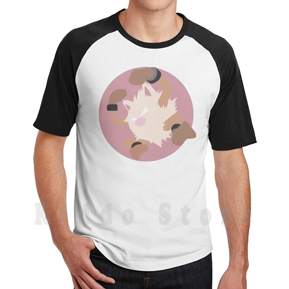 Primeape-Basic T Shirt DIY Big Size 100% Cotton Mankey Primeape Ape Pig Snout Fighting Ground Normal Kick Fuzzy Cute Angry Ash