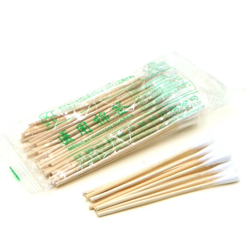 Disinfecting tip cotton swabs single head disposable sterile sterilization Korean semi-permanent skimmed cotton swabs cotton swa