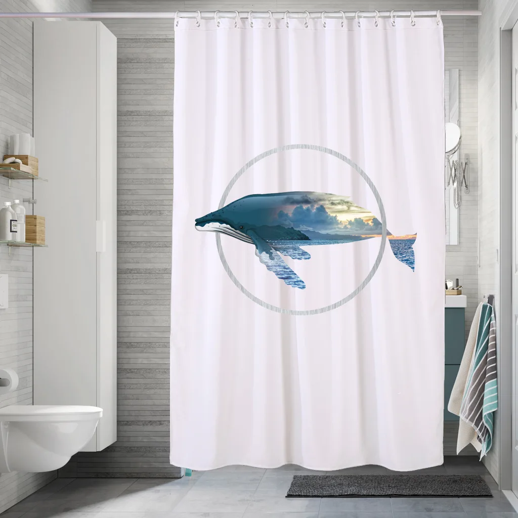 180x180cm Lovely Bathing Sea Fish Shower Curtain Waterproof Bathroom Curtains Bathroom Shower Accessories Home Bathtub Decor