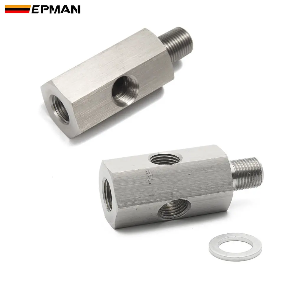 

EPMAN 1/8'' NPT & 1/8" BSPT & M10X1.0 Oil Pressure Sensor Tee to NPT Adapter Turbo Supply Feed Line Gauge EP-CGQ98