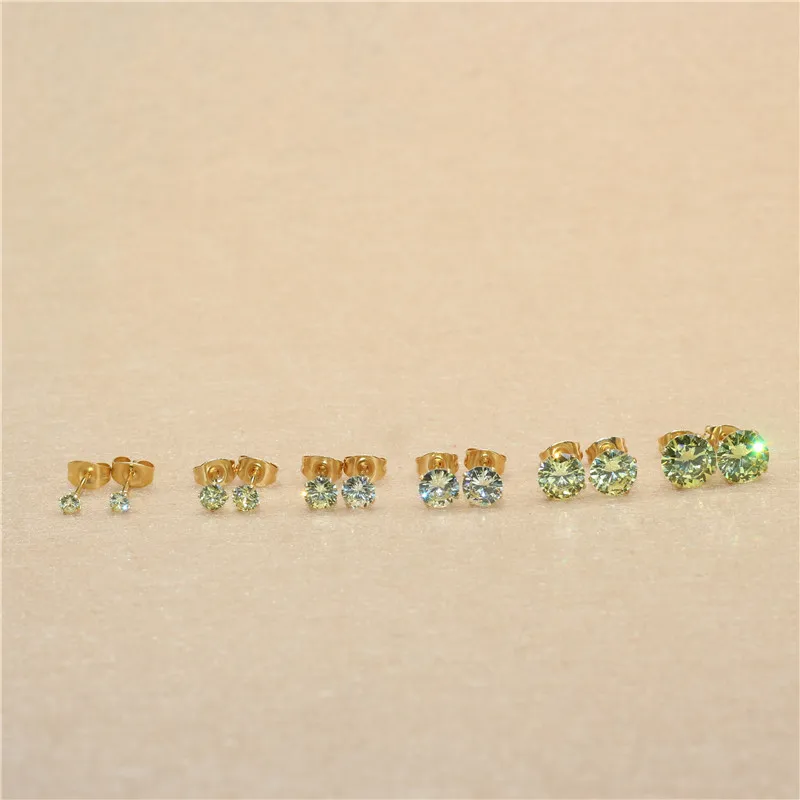 1 Paar Lemonyellow Hypoallergene Edelstahl-Ohrstecker mit AAA-Zirkonia, CZ-Knochenohrstecker-Set für Damen und Herren, 2-8 mm – Detail 1