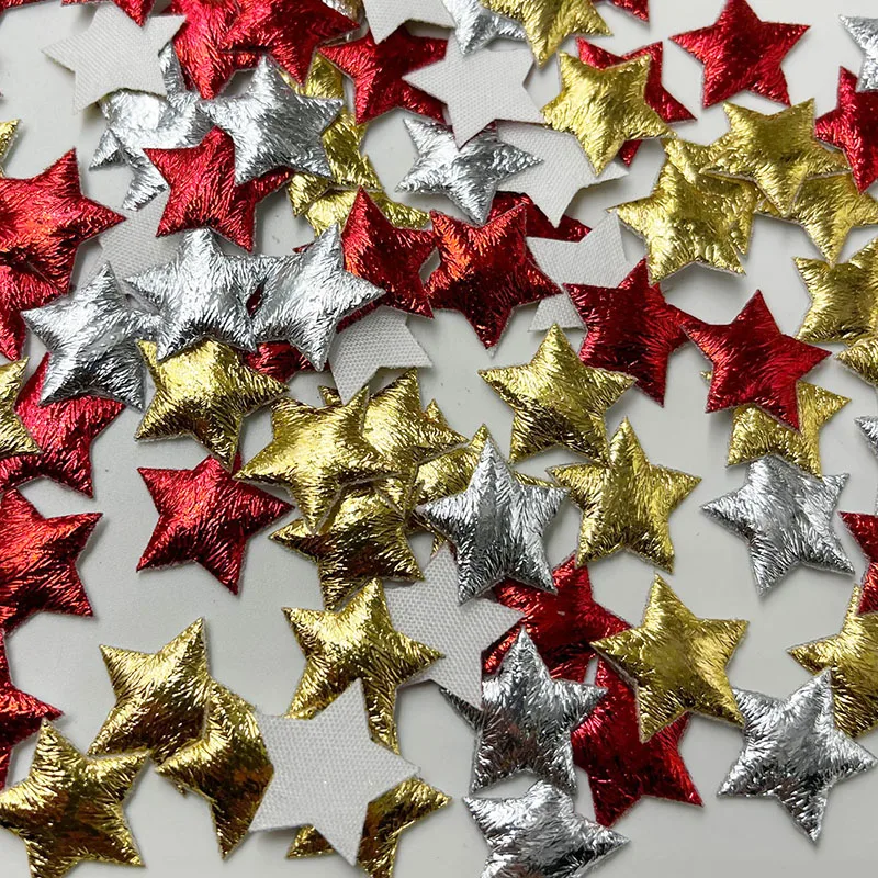 100pcs Gold/Silver Foam Fabric Stars for Christmas Party Decor DIY Scrapbook Cards Ornaments Embossing Accessories B370