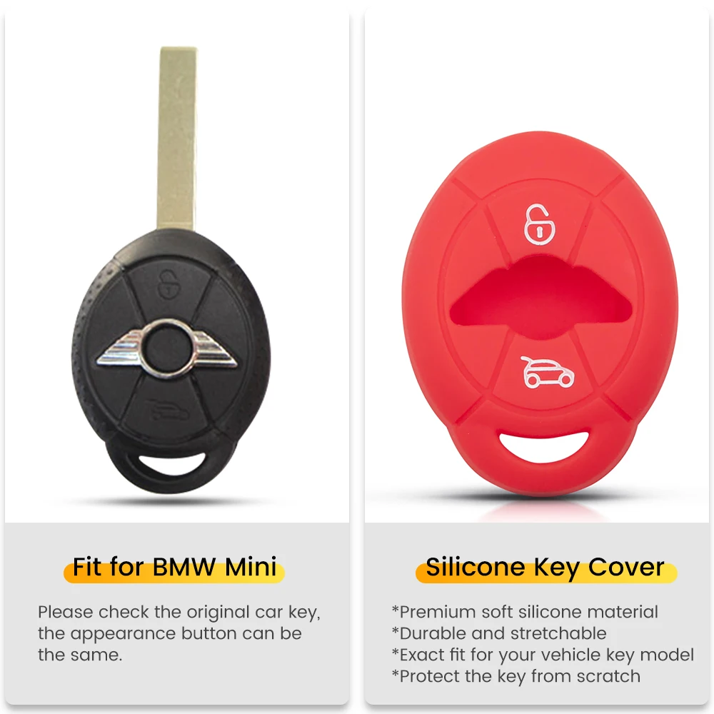 KEYYOU-funda de silicona para llave de BMW Mini Cooper S R50 R53, dos botones, cubierta protectora remota, Protector de piel