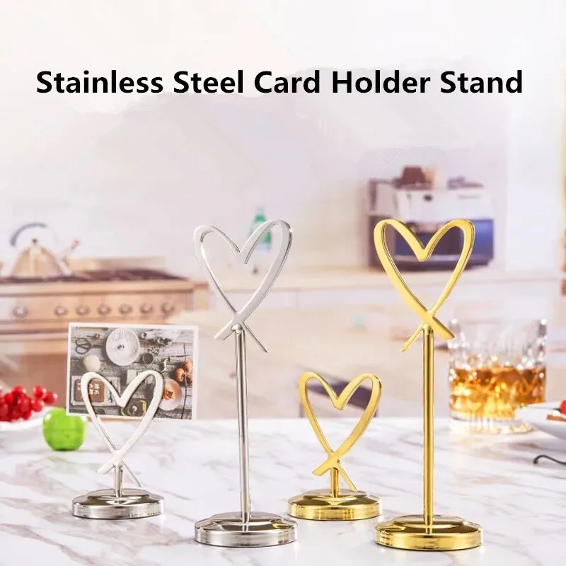 Mini Place Table Card Holders Table Number Stands Wire Table Picture Photo Holder Heart Shape Menu Memo Recipe Clips For Wedding