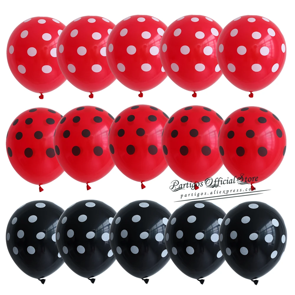 30pcs 12inch Beetle Black Red White Spot Latex Polka Dot Latex Balloons Wedding cartoon birthday party globos helium decoration