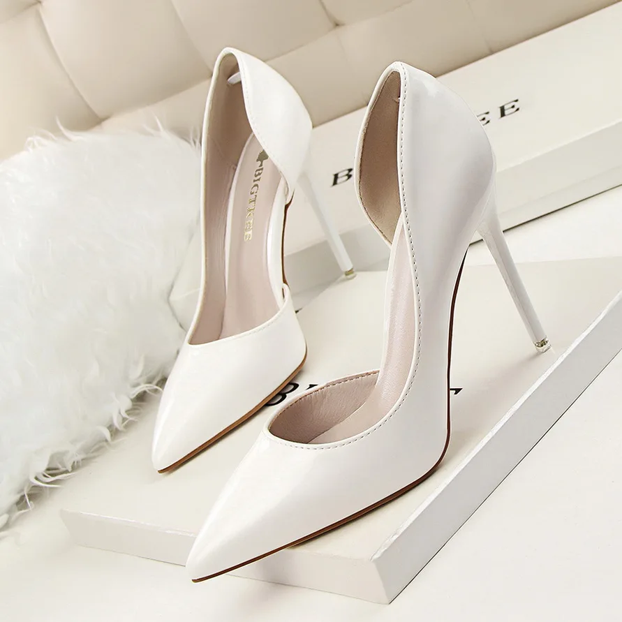 BIGTREE New 2026 Women Pumps Elegant Pointed Toe Patent Leather Office Lady Shoes Spring Summer High Heels Wedding Bridal Shoes