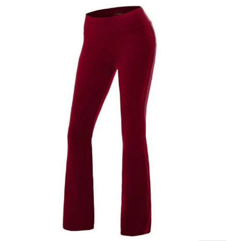 Fashion Women Small Bell-bottomed Pants Polyester Pants High Waist Ladies Wide-leg Trouser Stretch Pants Sexy Trousers