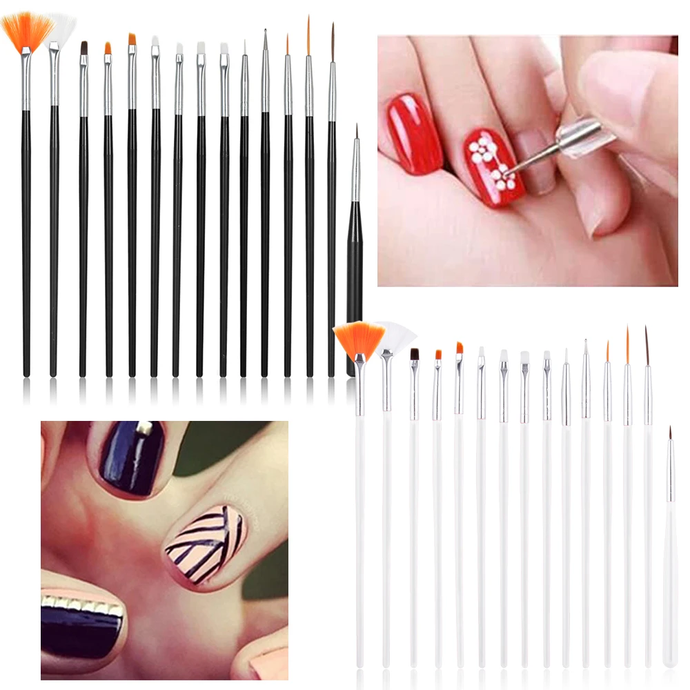 

15Pcs/Set Nail Art Brush Set Design Tip Manicure Brushes Decoration Eyeliner Drawing Liquid Powder Shadow Liner Thin Nails Pen