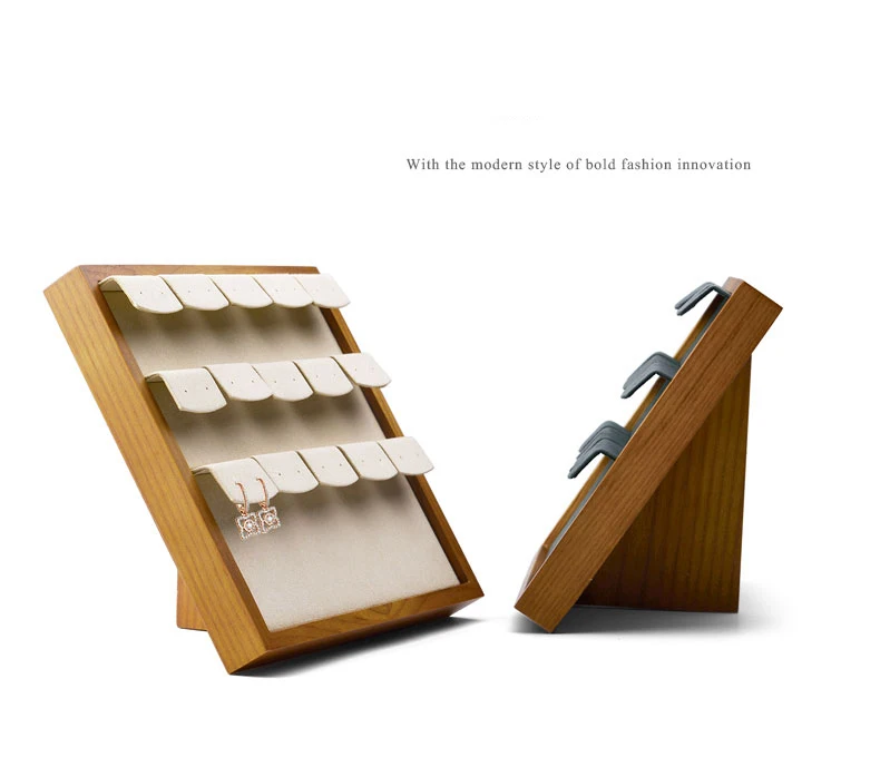 Oirlv 15-Fächer Holz-Ohrringständer Schmuck-Organizer für Ohrstecker und Hängeohrringe Theken-Präsentationsständer Haushaltsaufbewahrung – Detail 5
