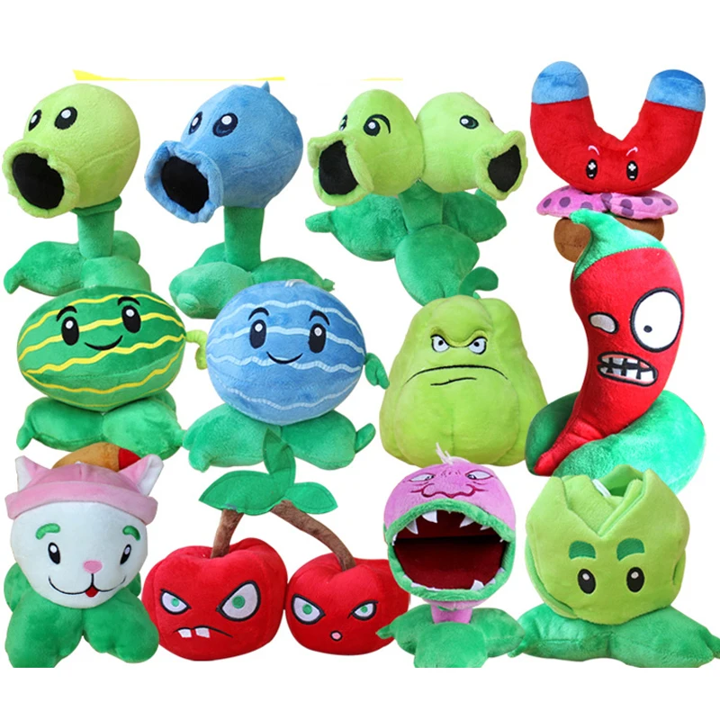 12pcs/lot 13-20cm Plants vs Zombies Plush Toy PVZ Peashooter Chomper Cattail Plush Stuffed Toys for Kids Party Toys Gifts