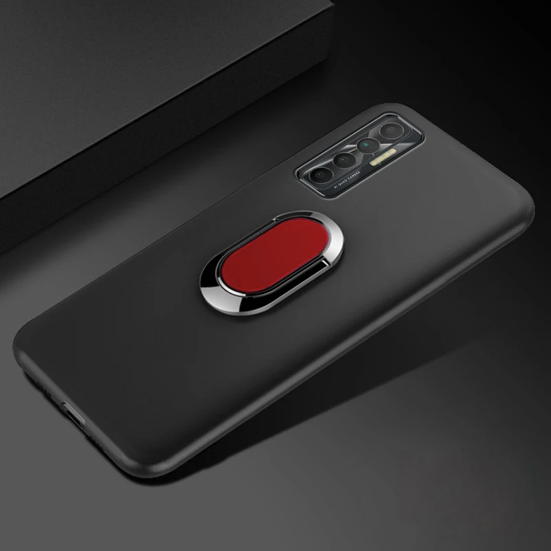 Tecno Camon 17P 6GB 128GB Case 6.8 Inch Red Black Blue Finger Ring 360 Degree Rotation Soft Silicone Tecno Camon 17P Cover