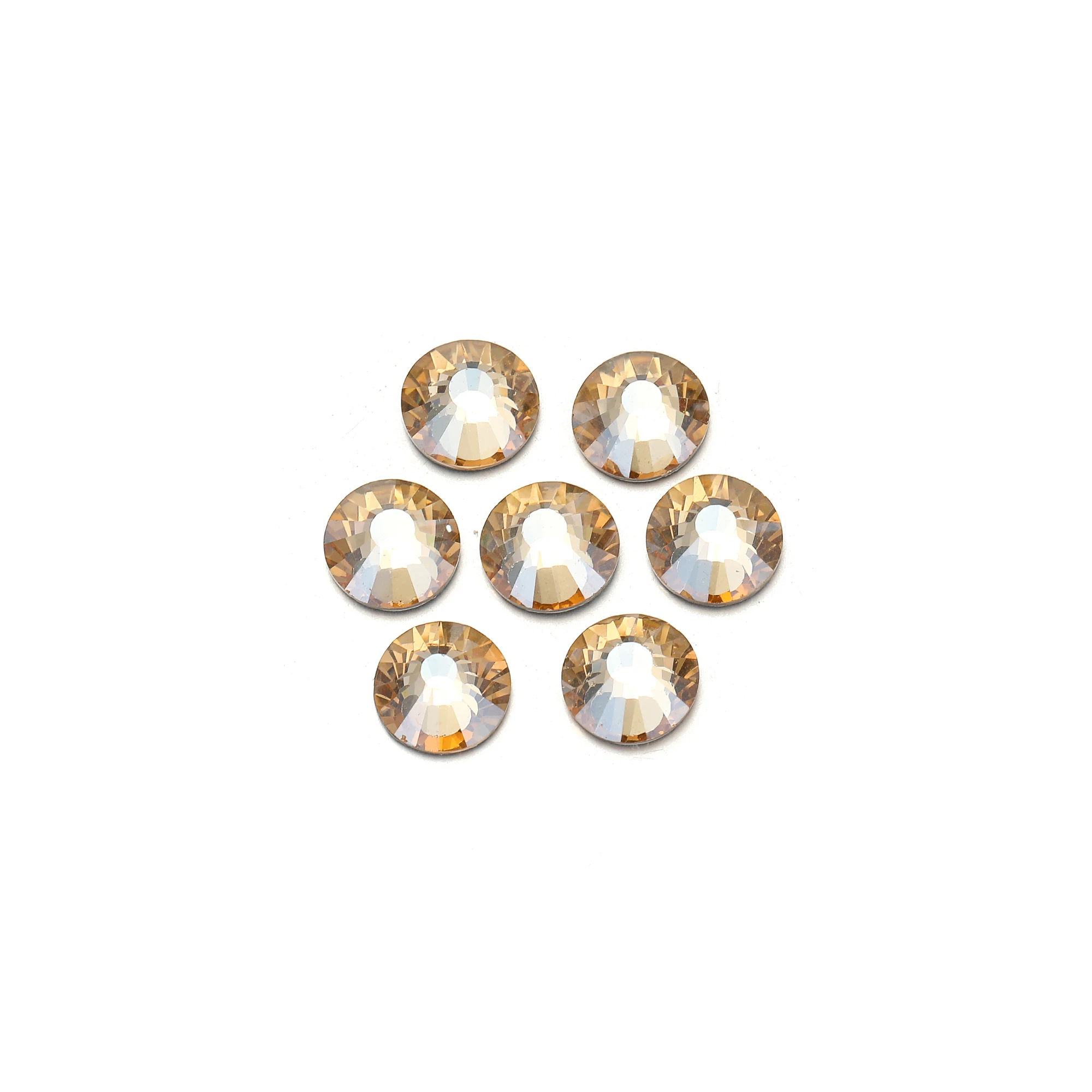 Goldene Schatten-Glitzersteine, Hotfix-Strass-Kristalle, Flache Rückseite für Stoffe, Kleidung, Hochzeitskleider, Kostüme – Detail 1