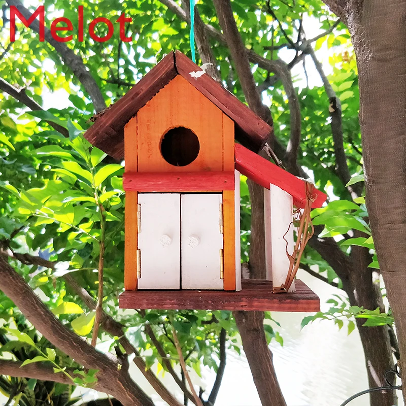 Double Door Wooden Bird House Bird Nest Sparrow Finch Pearl Small Bird Nest Breeding Box Warm Bird Cage Accessory Breeding