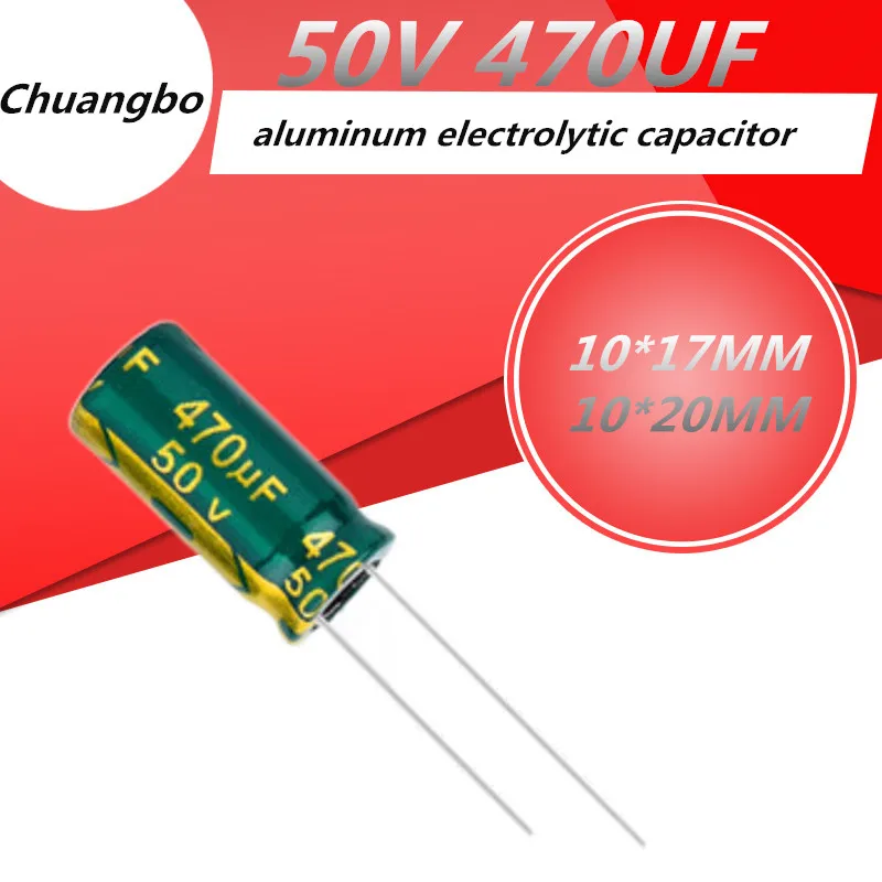 

10pcs Higt quality 50V470UF 470UF 50V 10*17MM 10*16MM 10*20MM low ESR/impedance high frequency aluminum electrolytic capacitor