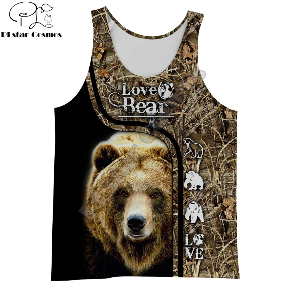 Beautiful Animal Bear Hunting 3D Printed men vest Harajuku Fashion Sleeveless T-shirt summer street Unisex tank tops BX-0014