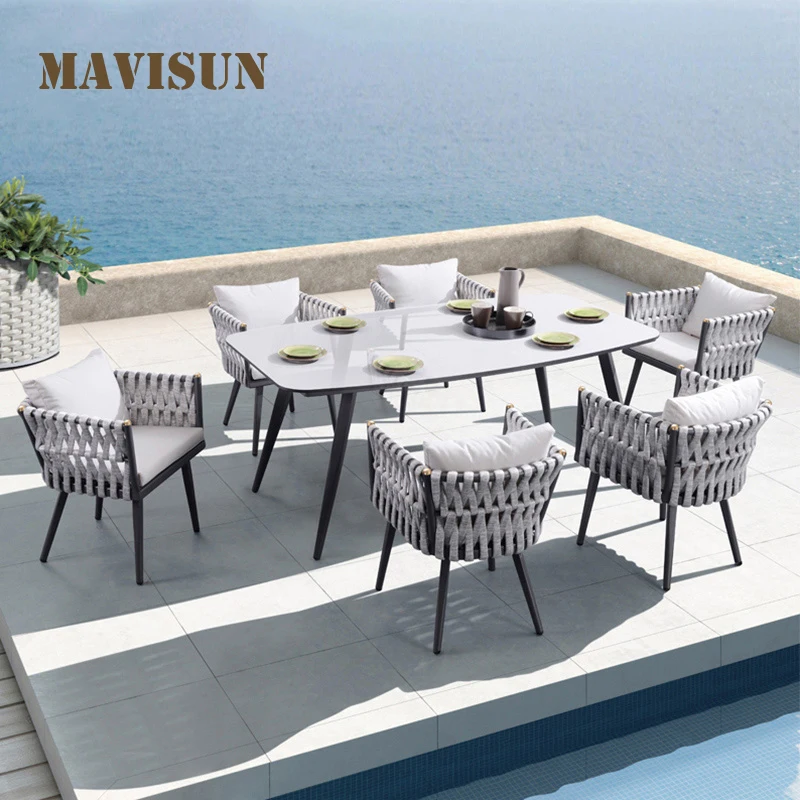 Custom Northern European Dining Table And Chairs Outdoor Rectangle Tables For 6 People Modern Minimalist Design Simple Furniture