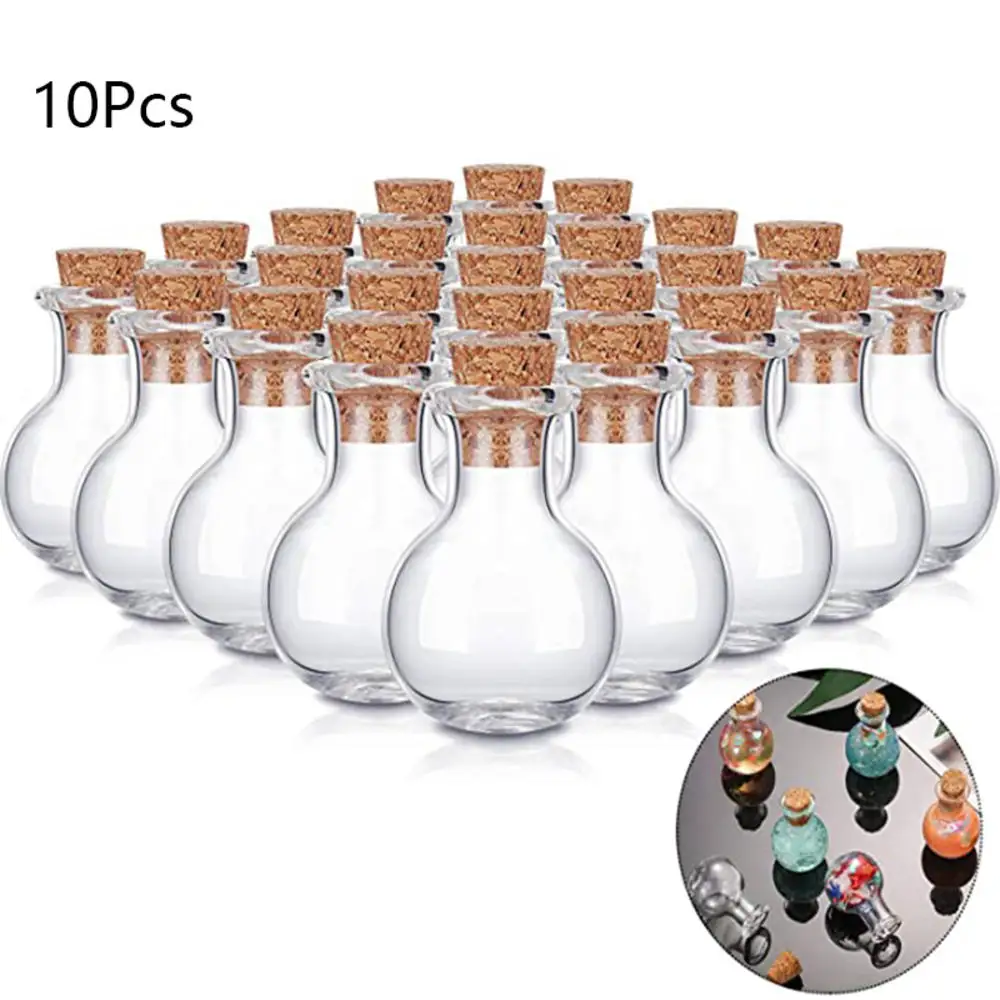 10Pcs Mini Glass Bottles Clear Drifting Bottles Small Wishing Bottles With Cork Stoppers Filled With letter paper