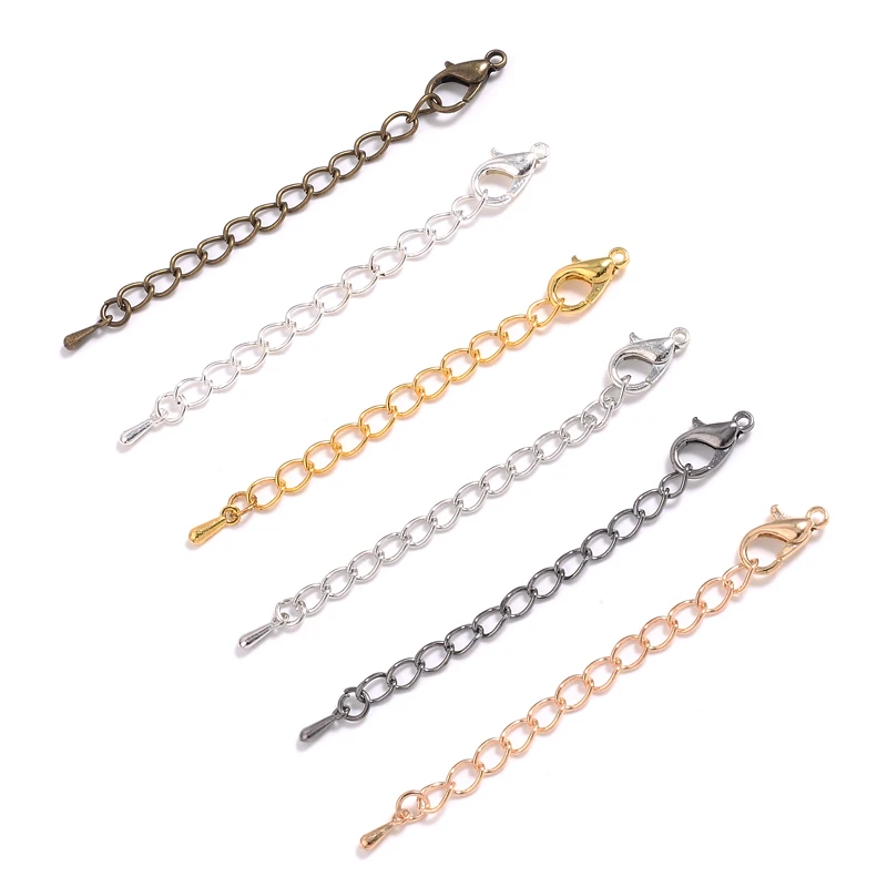 20Pcs/Lot 50/70mm Necklace Extension Chain Lobster Clasp Drop Tail Chain Water Drop Connector for DIY Jewelry Making Accessories