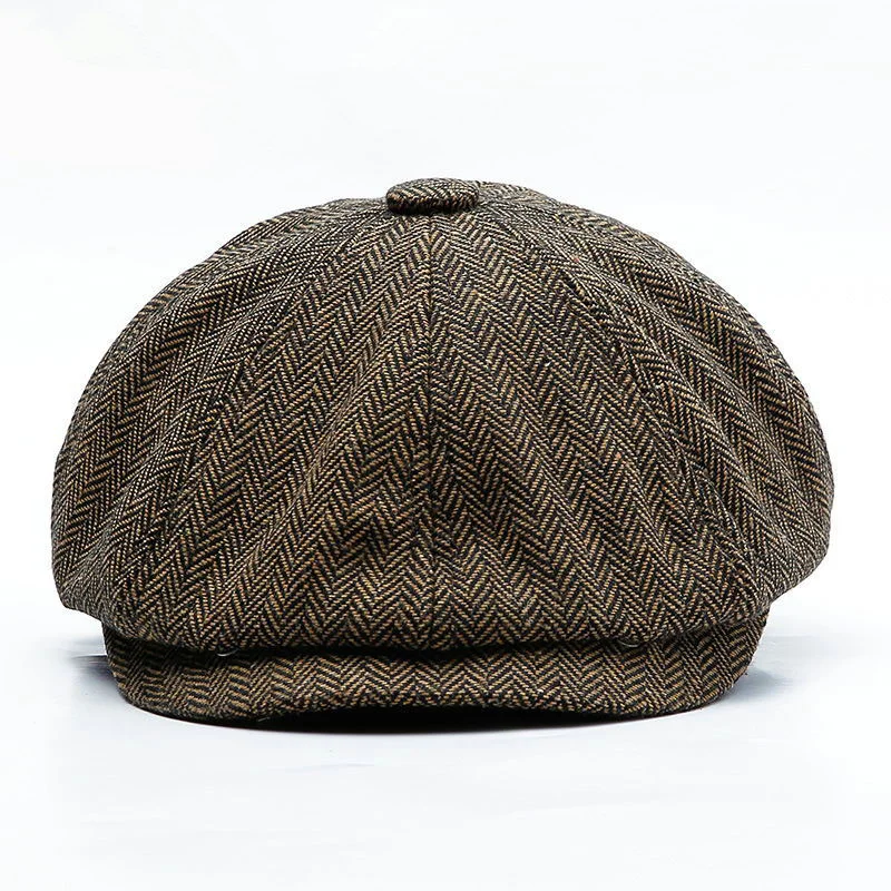 brand Unisex Autumn Winter Newsboy Caps Men And Women Warm Tweed Octagonal Hat For Male Detective Hats Retro Flat Caps chapeau