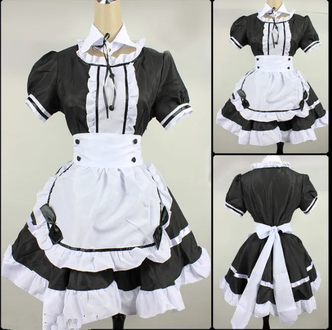 2022 nero carino Lolita cameriera francese vestito da cameriera ragazze donna Amine Costume Cosplay cameriera cameriera costumi da palcoscenico S-5XL taglie