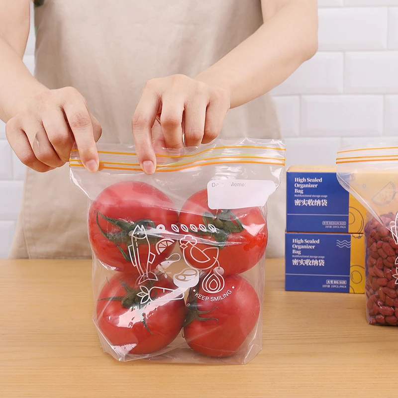 

15/25/30pcs Set Food Sealed Fresh-keeping Bag Eco-friendly Food Storage Bag Fruit Vegetable Meat Food Freezer Bag