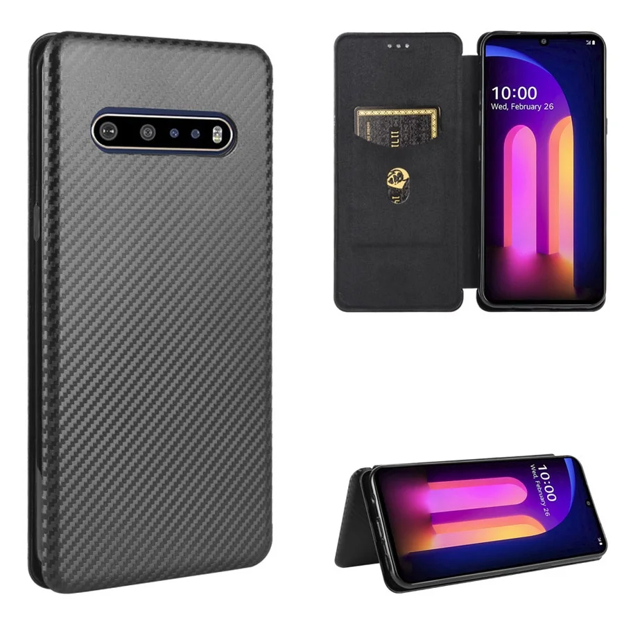 PC and TPU Cover Case for LG G8S, V60 ThinQ 5G, Velvet Stylo 6, Harmony4, Retro Flip Case with Card Slots Kickstand Fundas Cover