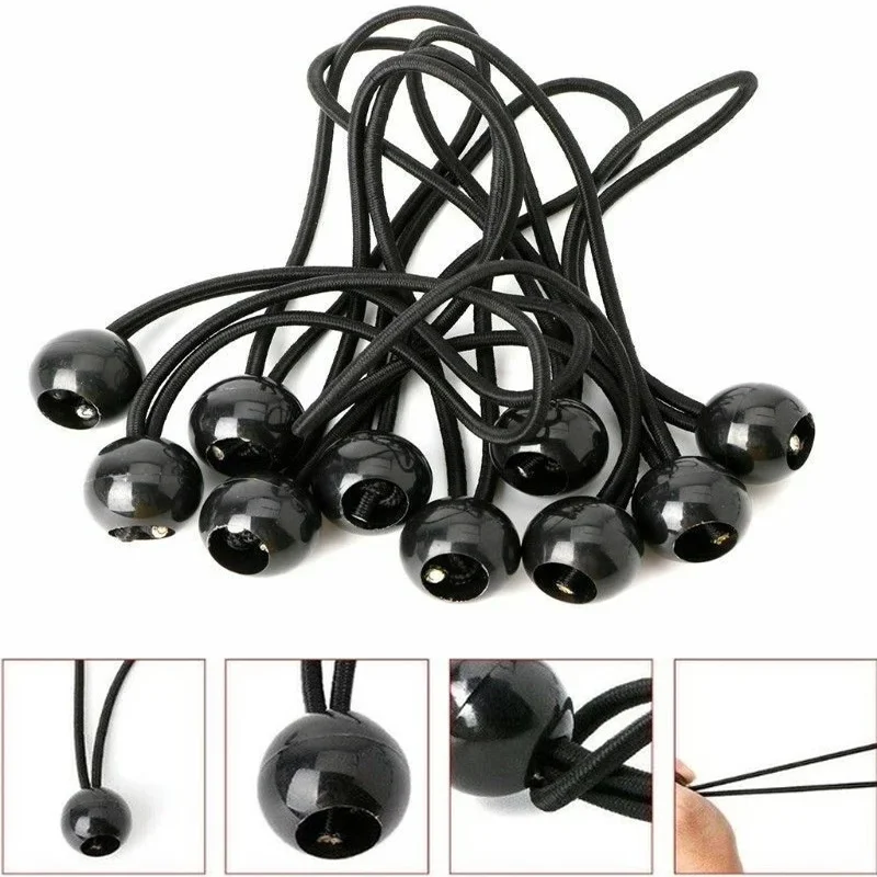 

10pcs/set of Hiking Tent Accessories Elastic Rope Ball Bungee Rope Tarpaulin Strap-black Camping Campingaccessories Campingtent