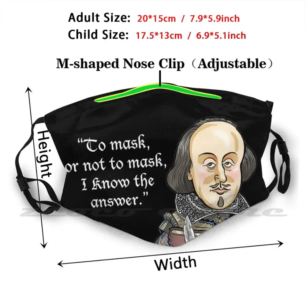 William Shakespeare Washable Trending Customized Pm2.5 Filter Mask Shakespeare Literature Poetry Romeo And Juliet Hamlet
