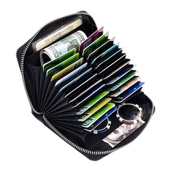 Fashion RFID Blocking Women Genuine Leather Credit Card Holder 24 Card Case Pasport Cover Coin Pocket Organizer Wallet For Men