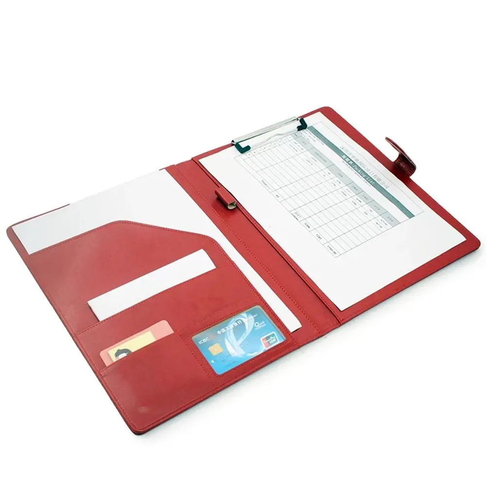 Document Bag Business Card Holder Writing Pads PU Leather A4 Clipboard Folder Manager Clip Business Folder A4 File Folder