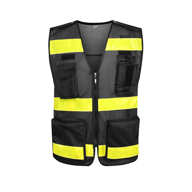 High Visibility Yellow Reflective Safety Vest with Reflective Strips and Multi Pockets Breathable and Neon Fabric Plus Size 4XL