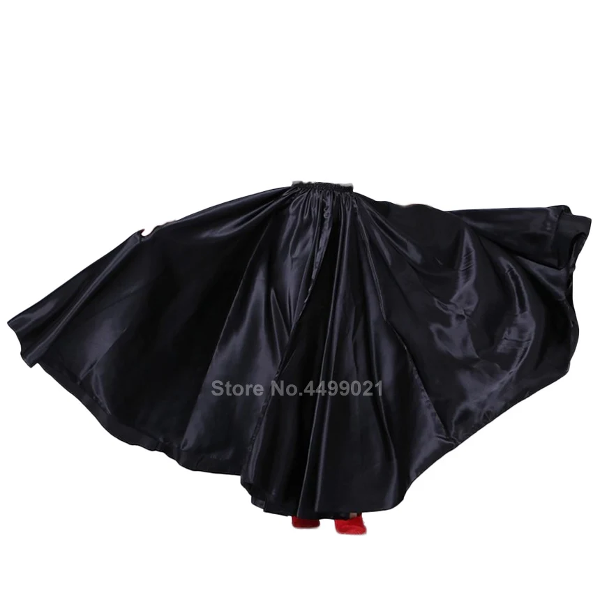 360Degree Belly Dancing Skirt Solid Gypsy Women Girl Spanish Flamenco Skirt Satin Big Swing Dress Adult Kids Stage Performance