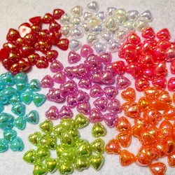 100pc 10mm żywica ABS błyszczące imitacje serca Flatback Pearl koraliki na akcesoria zrób to sam tworzenia biżuterii Nail Arts telefon pokrywa dekoracyjna