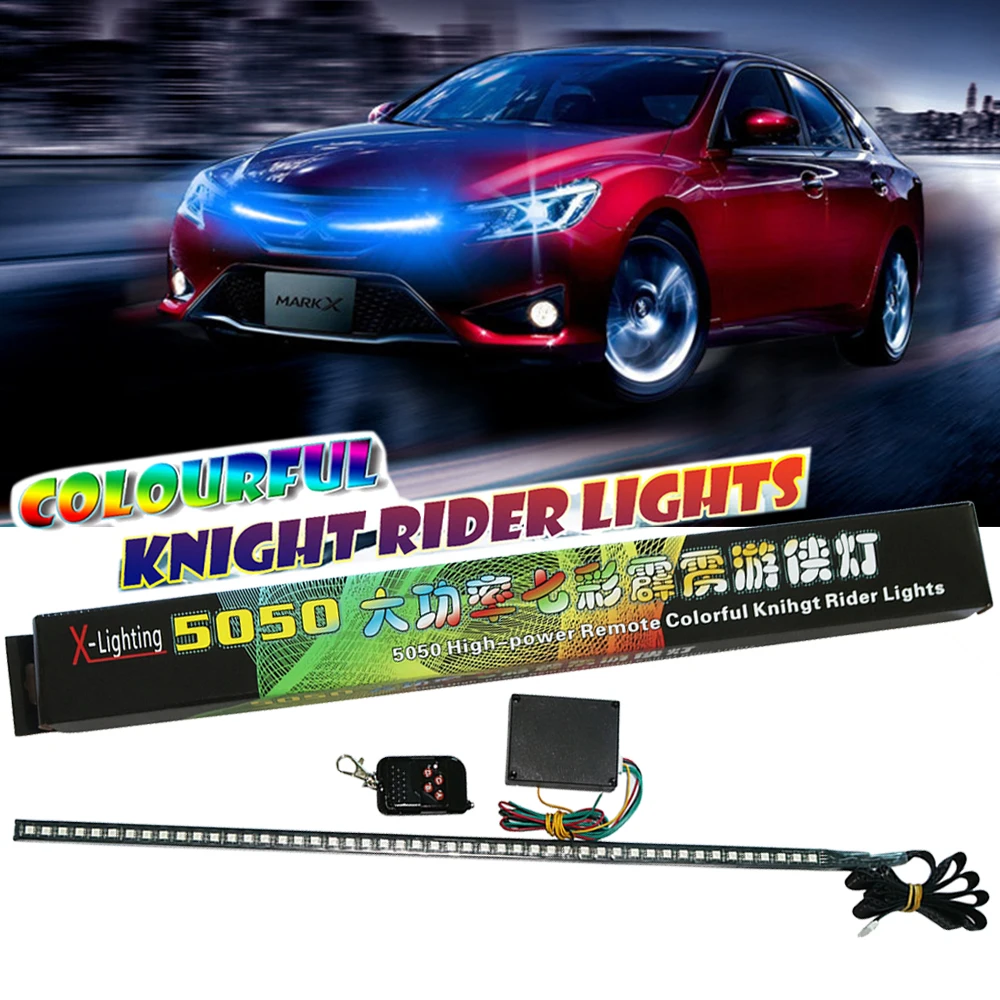 

YSY 7 color RGB 147 Modes Strobe Scanner Strip Wireless Remote Control Super bright 12V 5050 48 LED Knight Rider Warning Light