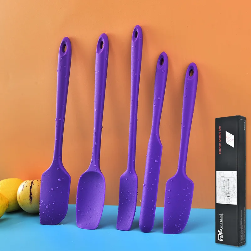 

5pcs Kitchen Untensils Set Anti-Scratch Cooking Kitchenware Silicone Baking Scraper Cream Spatula Food-grade Cooking Tools