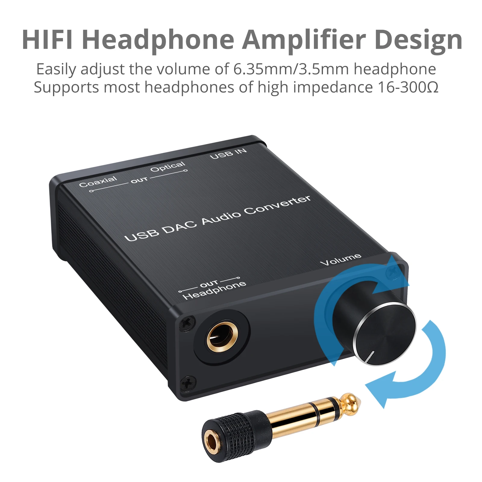 PROZOR USB DAC Audio Converter with Headphone Amplifier USB to Coaxial S/PDIF Converter Digital to Analog Signal for PS4 PS3 PC