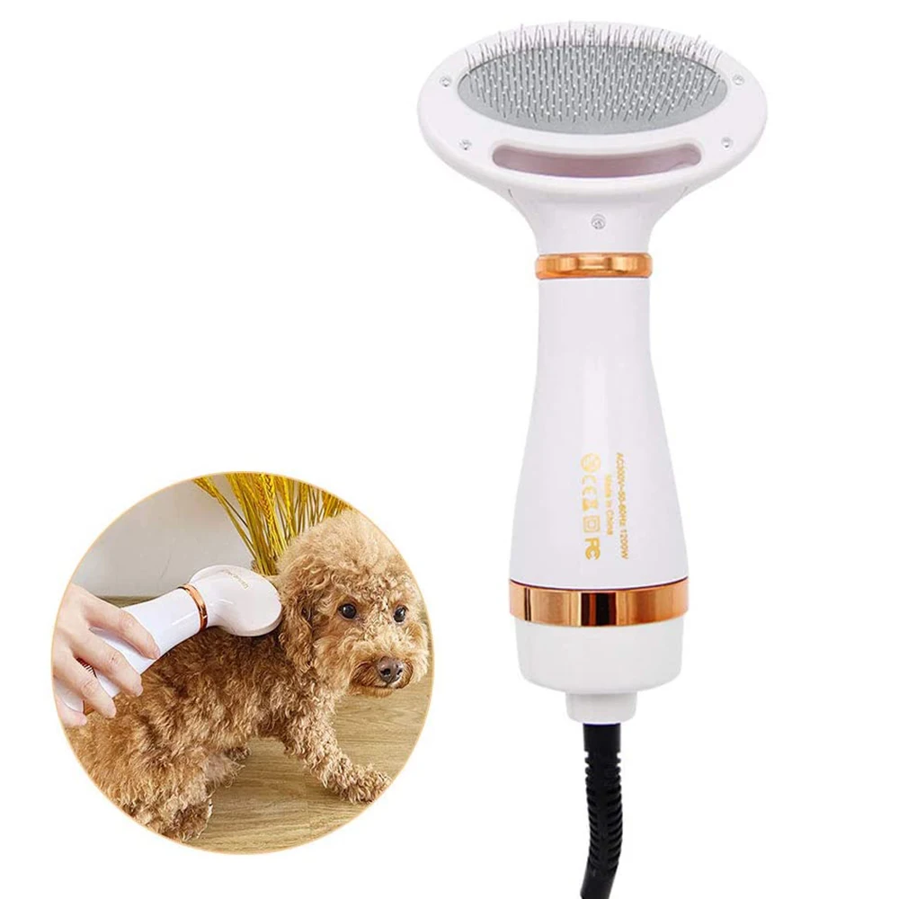 Secador de pelo familiar con cepillo para mascotas, soplador de pelo portátil con 3 Ajustes de calor, secado peludo para el cuidado del hogar para perros y gatos pequeños y grandes